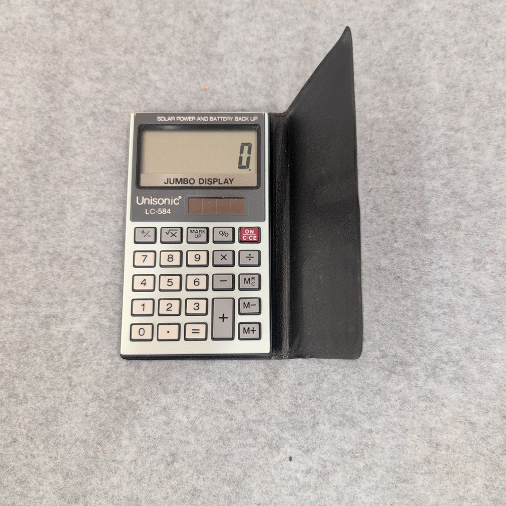 Unisonic LC-584 Solar Power Battery Backup Jumbo‎ Display Calculator with Case - Picture 2 of 3